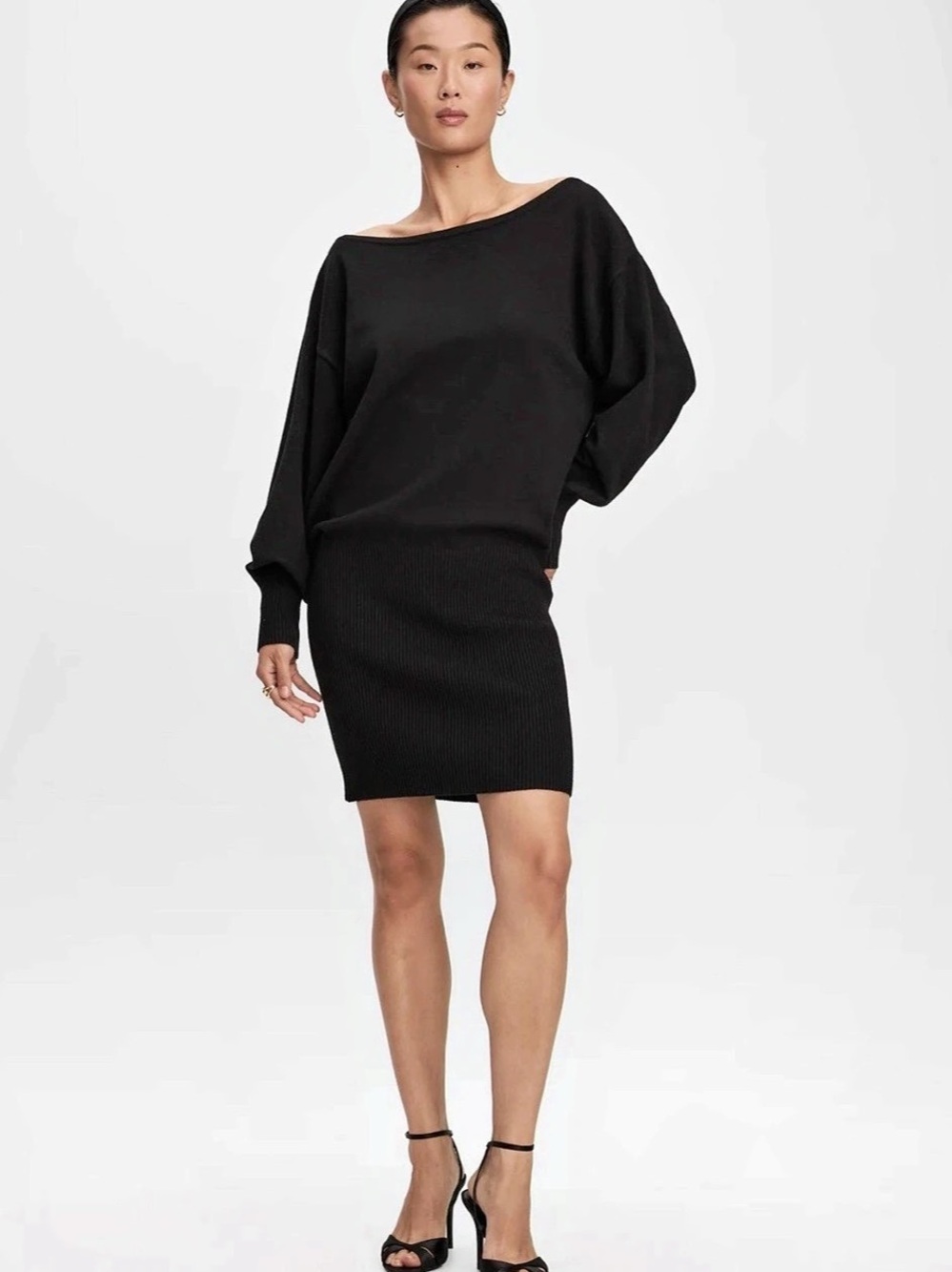 Reitman’s Long-Sleeve Off-the-Shoulder Bodycon Mini Dress in Black